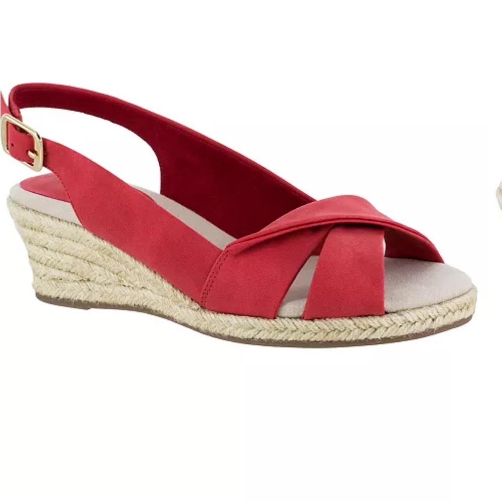 Easy Street Red Espadrille Shoes with Cross-Strap Design